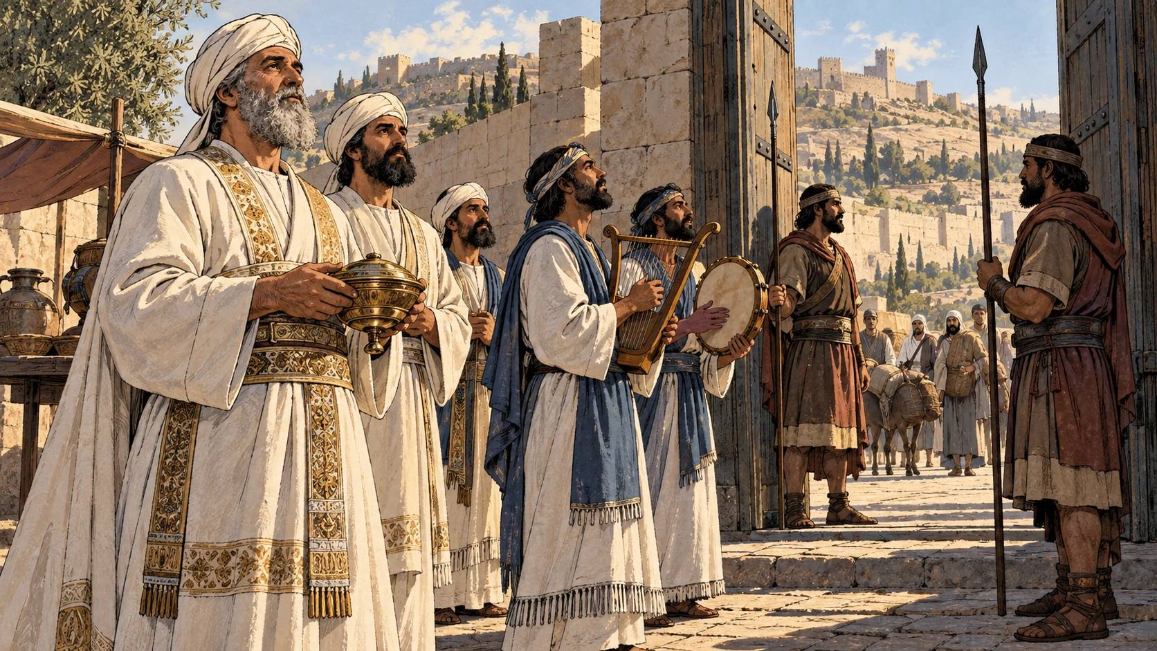 Priests, Levites, singers and gatekeepers.