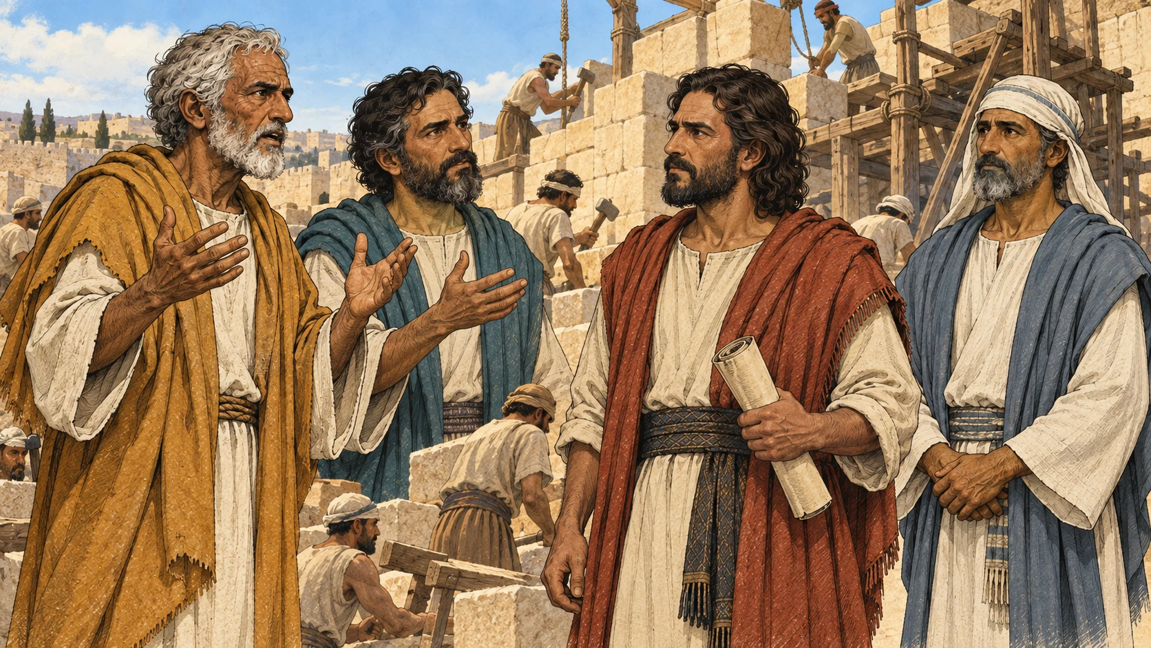 Haggai and Zechariah speak; rebuilding resumes.