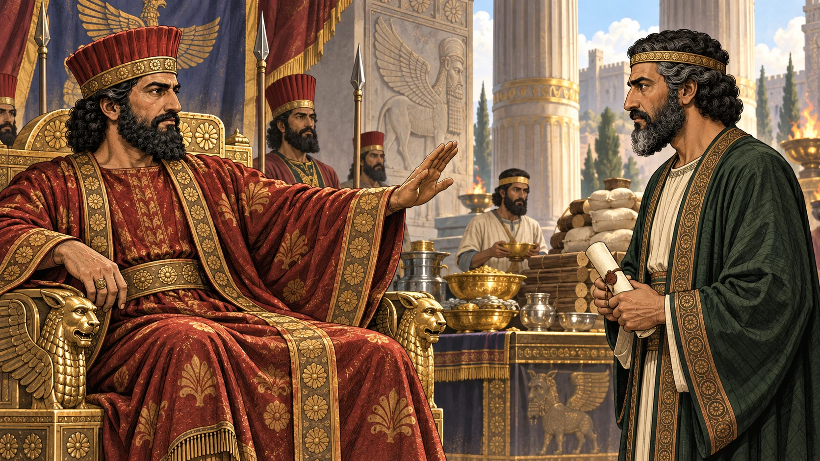 Darius orders noninterference and supplies.