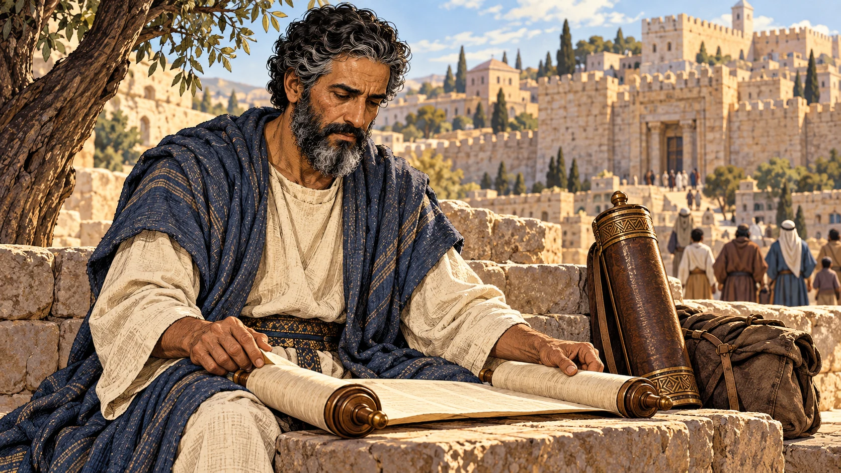 Ezra the scribe travels to Jerusalem and studies to teach.