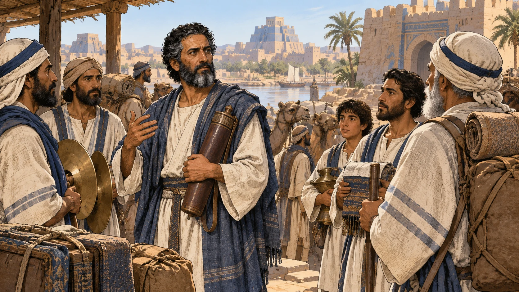 At Ahava, Ezra seeks Levites and temple servants.