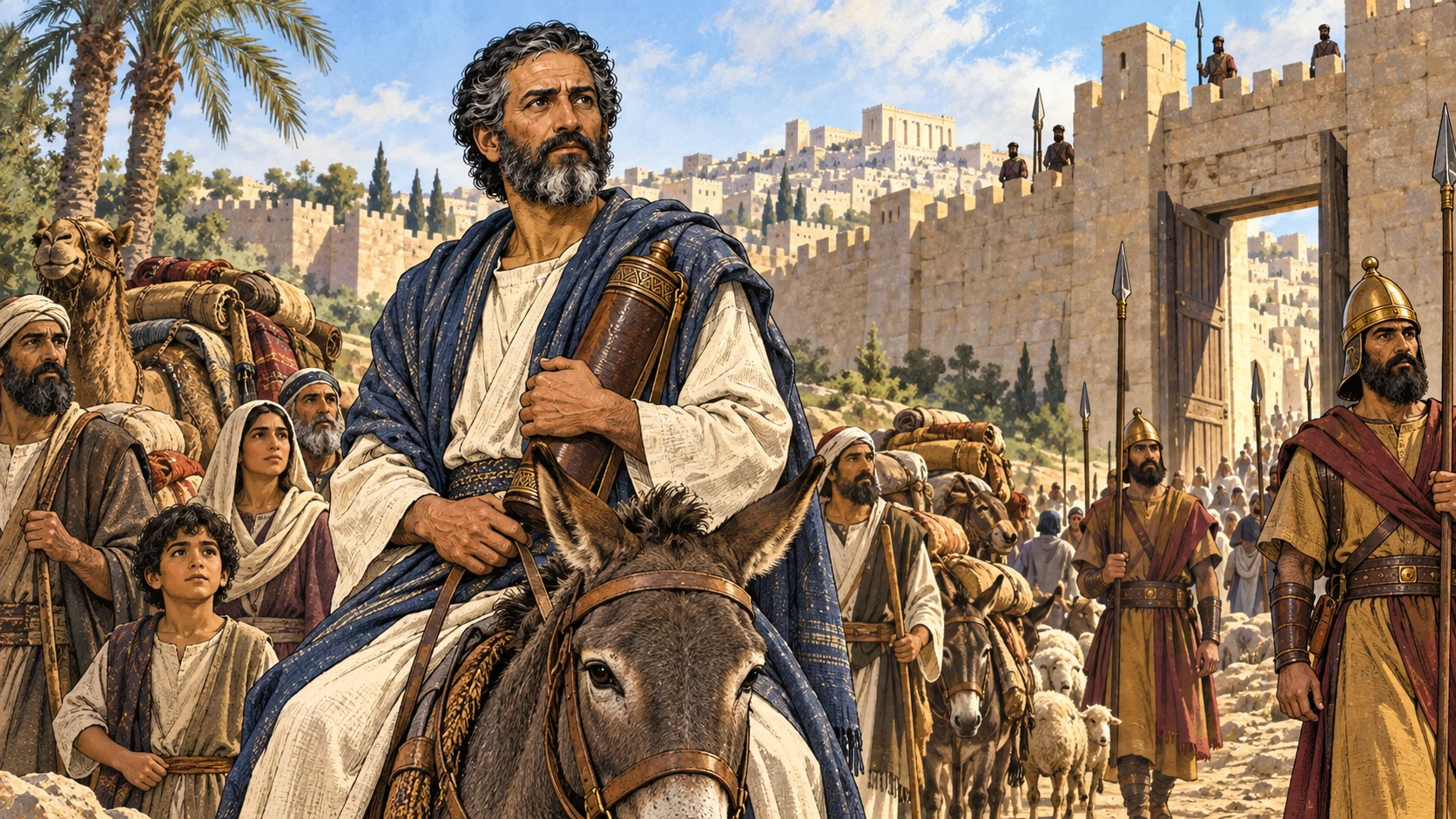 Protected journey and audited arrival in Jerusalem.