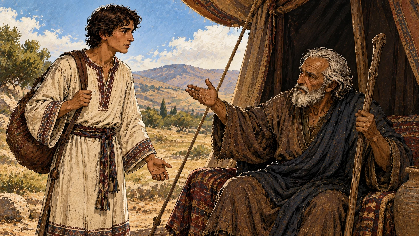 Jacob calls Joseph, who stands ready to answer and go.