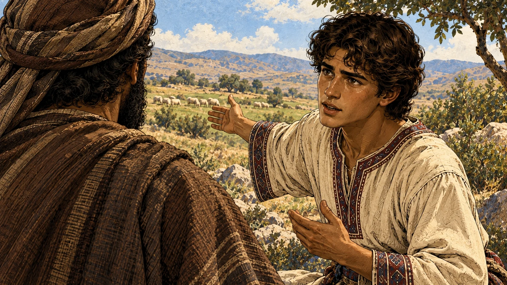 Joseph explains that he is looking for his brothers.