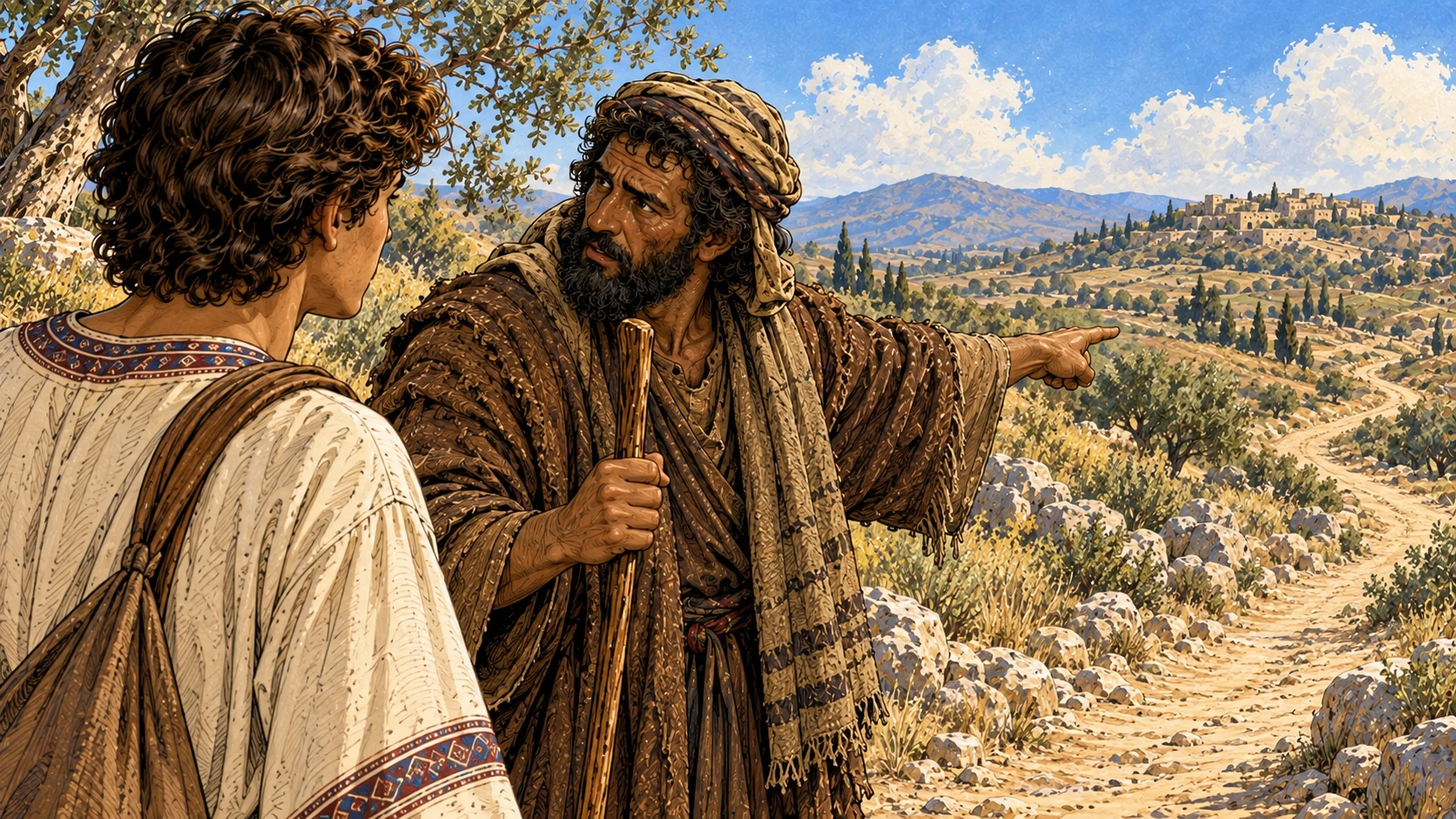 The local man points Joseph toward the road to Dothan.