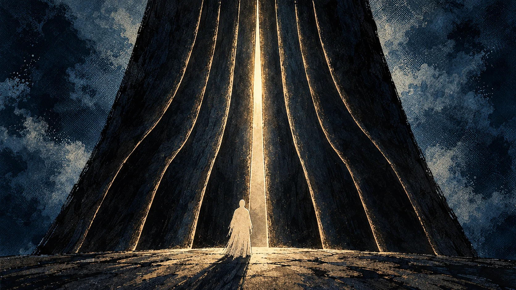 The symbolic soul faces a threshold divided into seven contours.