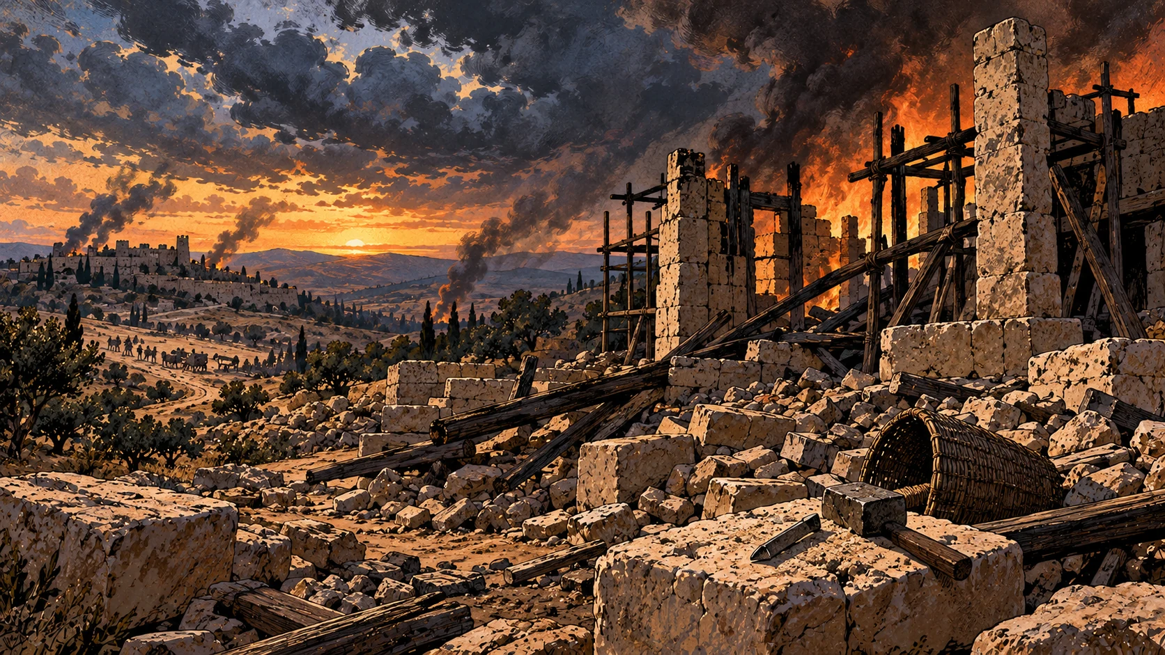 Burning abandoned construction.