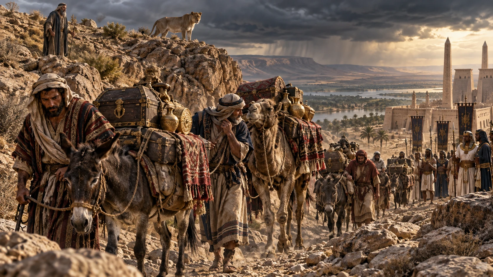 Envoys carry Judah’s wealth through the dangerous Negev toward an alliance that cannot save them.
