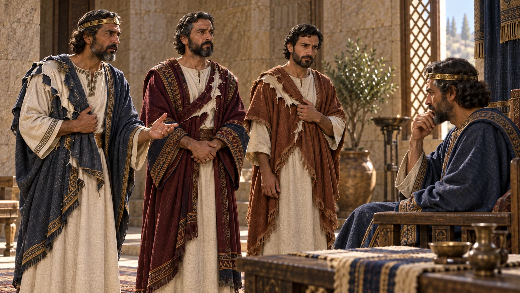 The people keep silent, and three grieving officials carry the envoy’s words to Hezekiah.