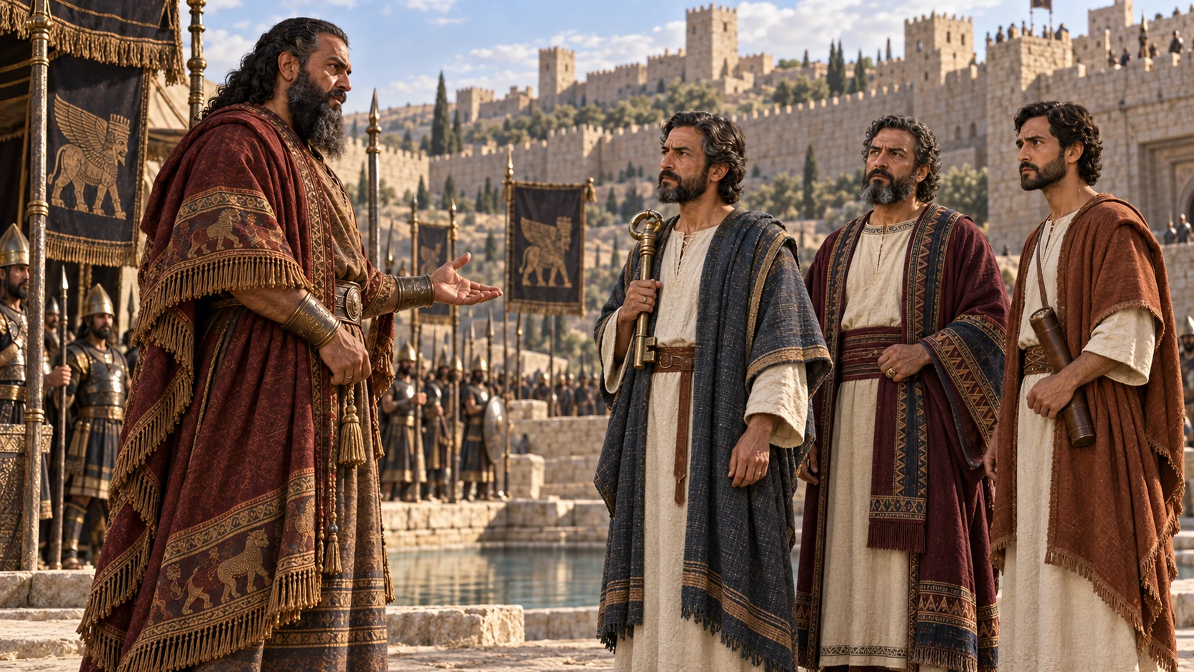 The envoy attacks Judah’s confidence while Eliakim, Shebna, and Joah hear his claims.