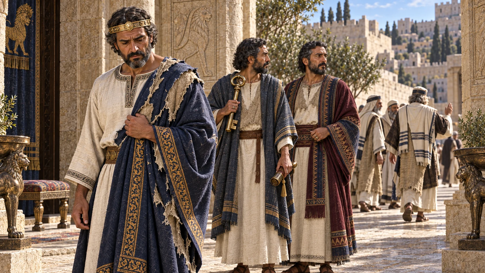 Hezekiah mourns, enters the house of the LORD, and sends grieving officials to Isaiah.