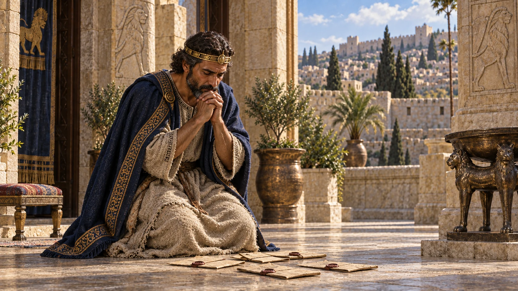 Hezekiah lays the threatening letters before the LORD and prays for deliverance.