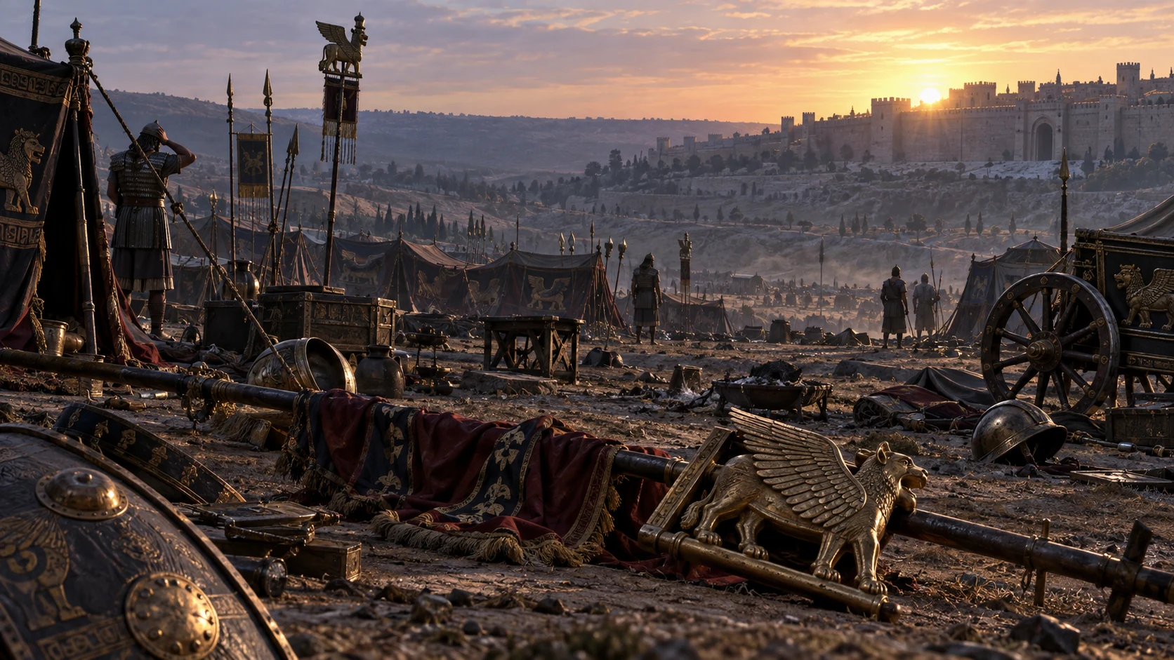 Morning reveals the devastating loss in the Assyrian camp without showing the angel bodily.