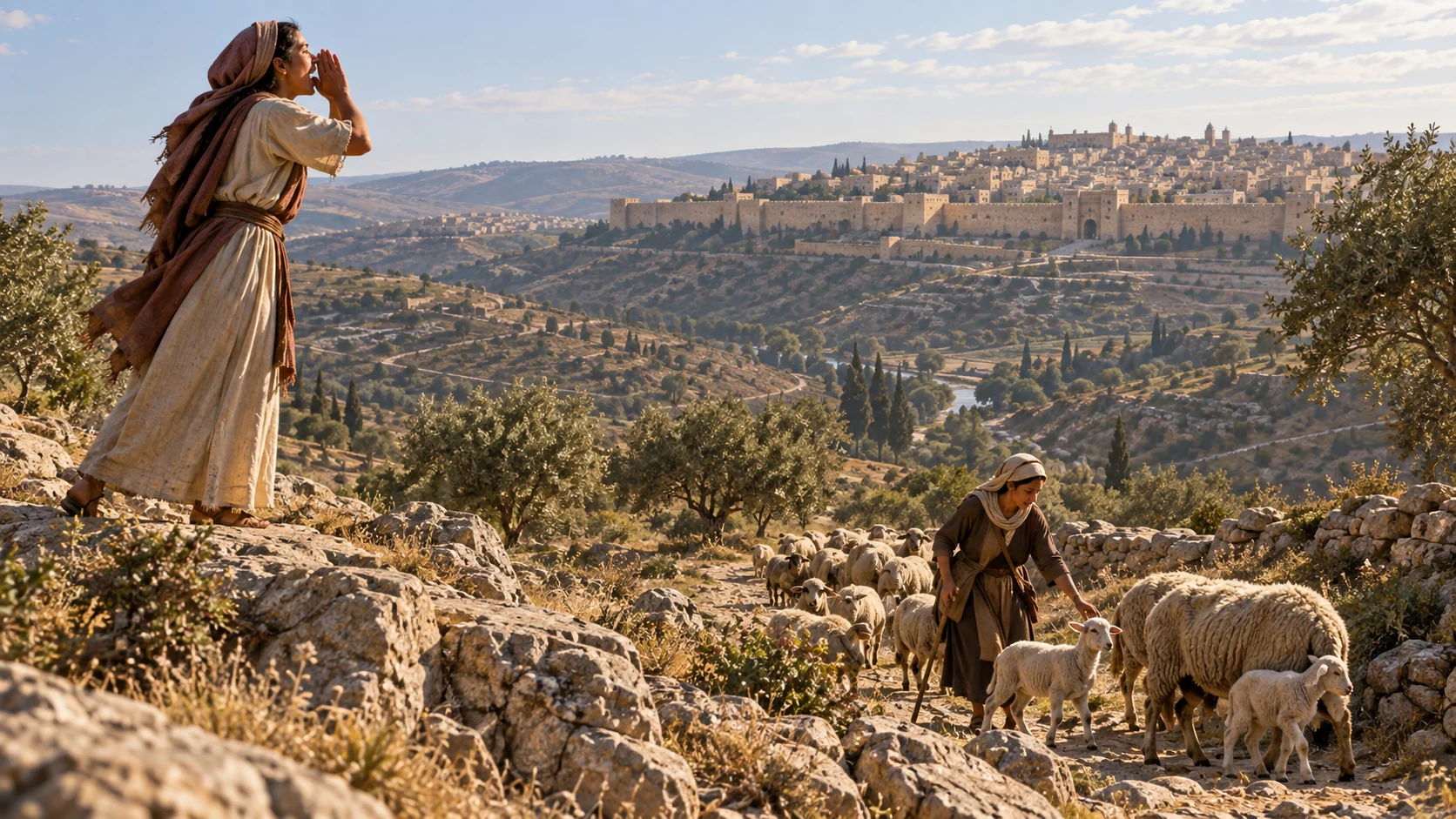 The herald calls to Judah as the shepherd image promises tender care.