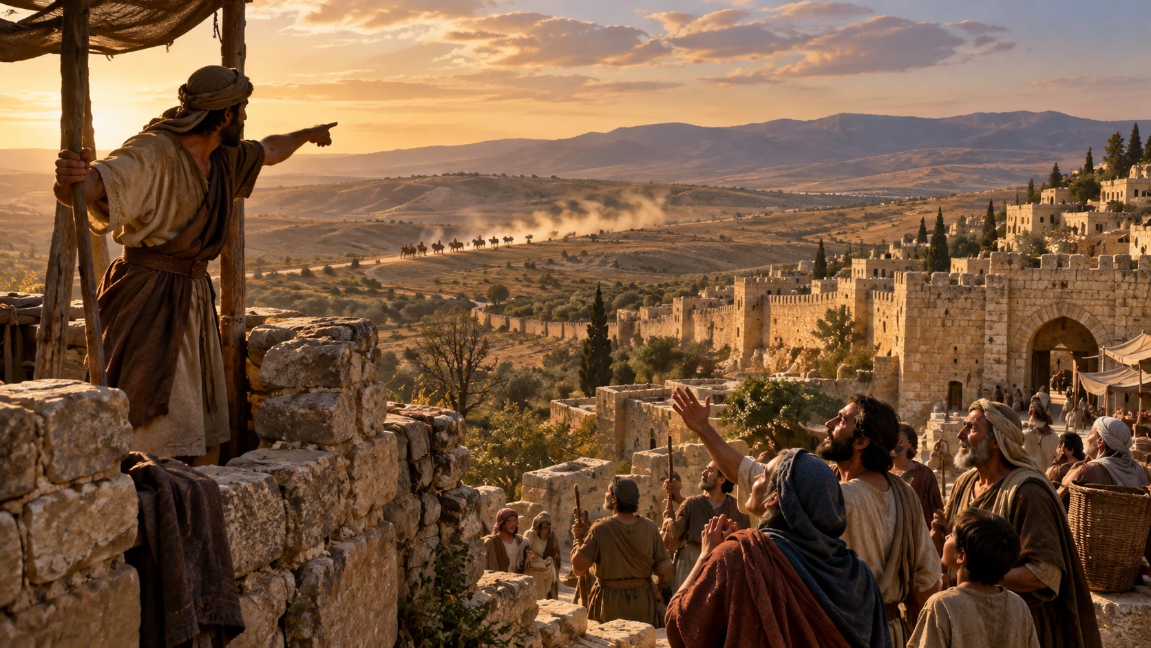 An unidentified ruler’s advance is announced while good news reaches Zion.