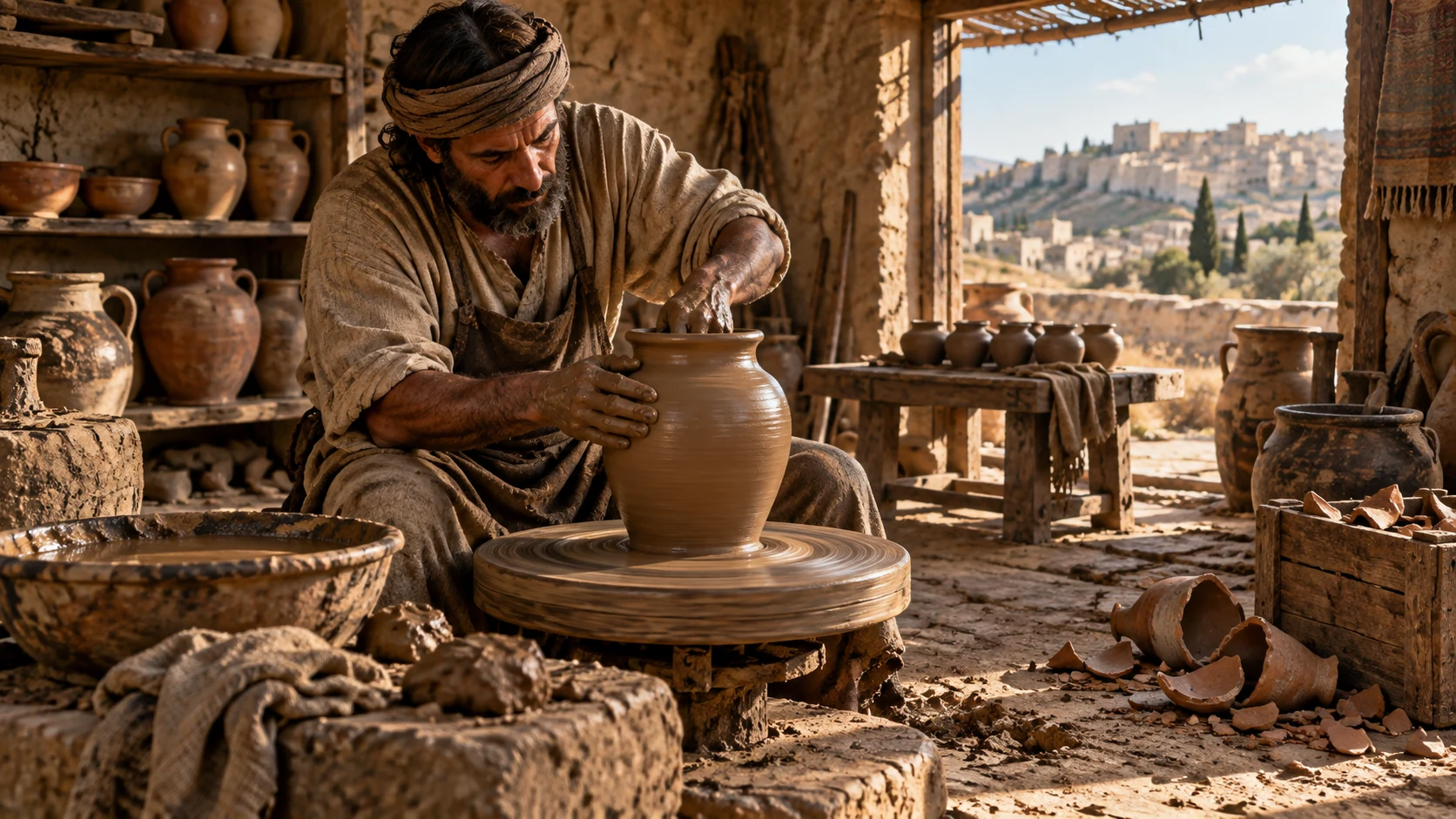 A potter’s vessel becomes a metaphor for creaturely limits before the Creator.