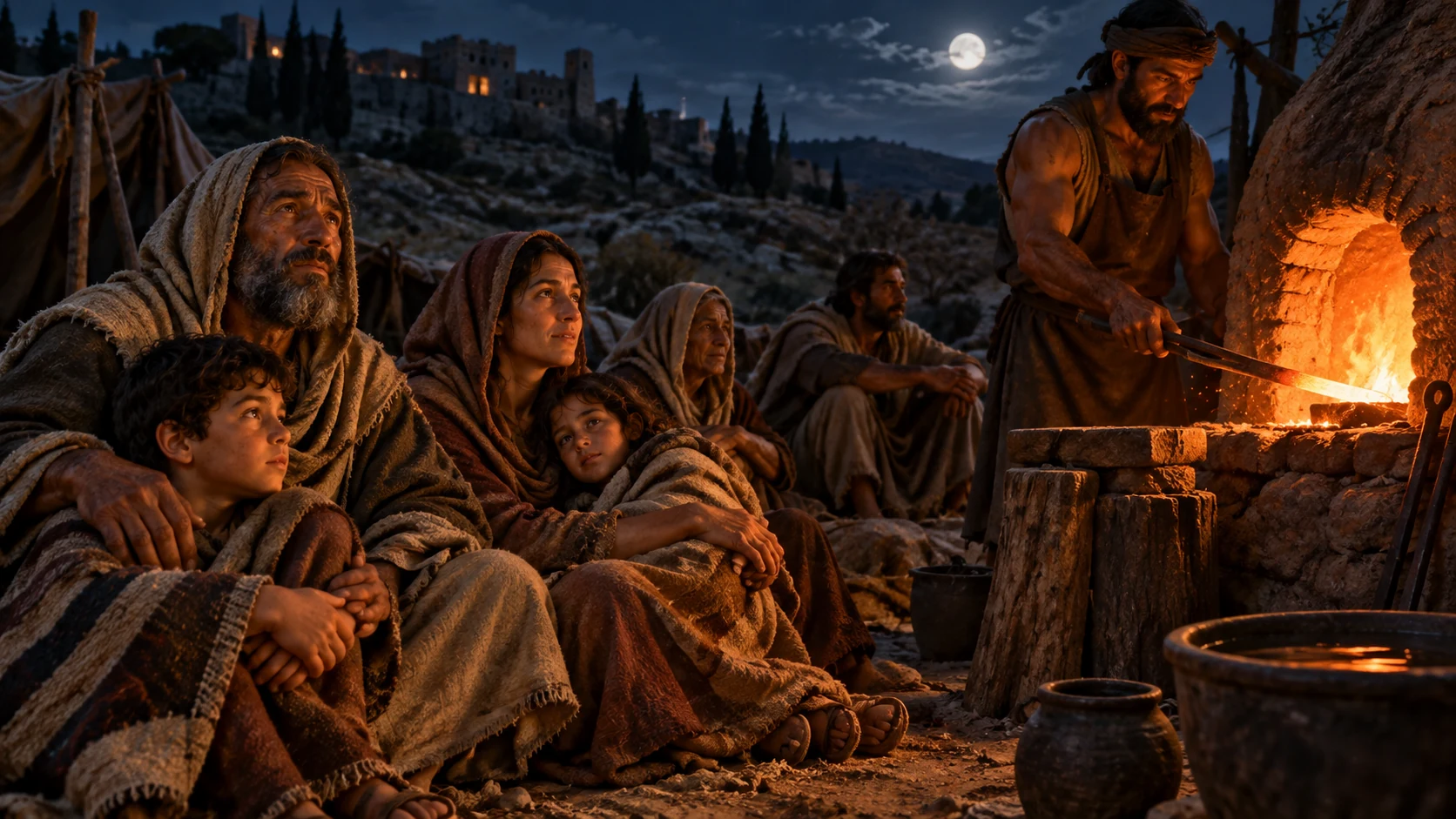 Refining imagery conveys restrained judgment and preservation for the sake of God’s name.