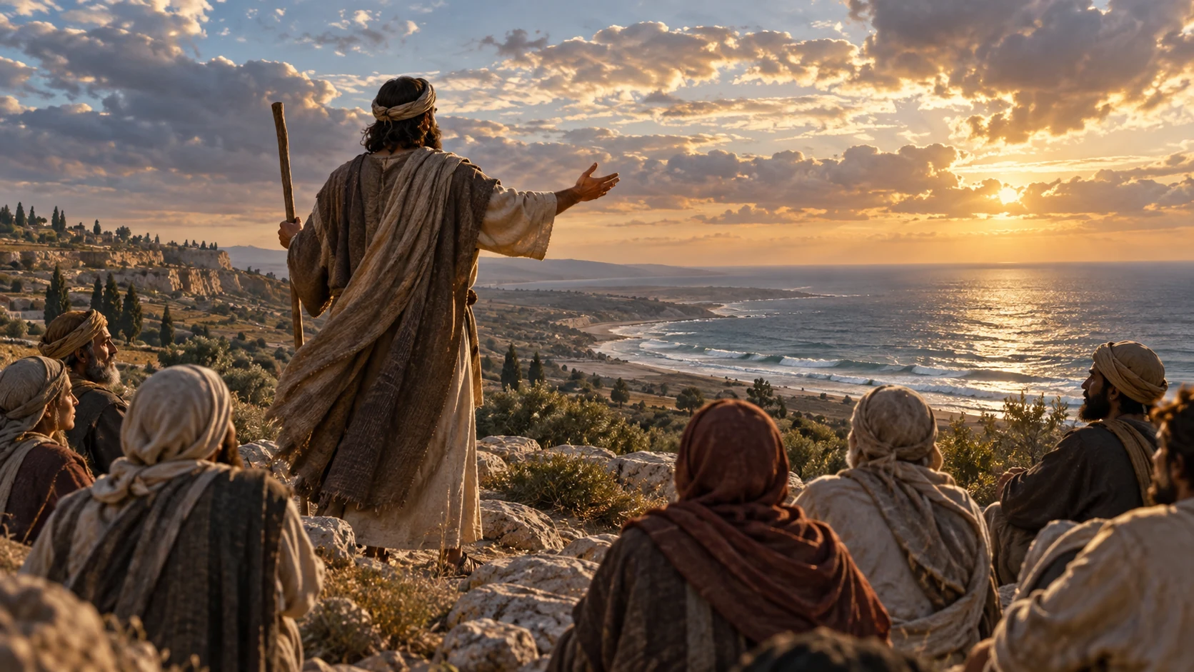 A messenger speaks belonging to Zion under a sky shaped by wind and sea.