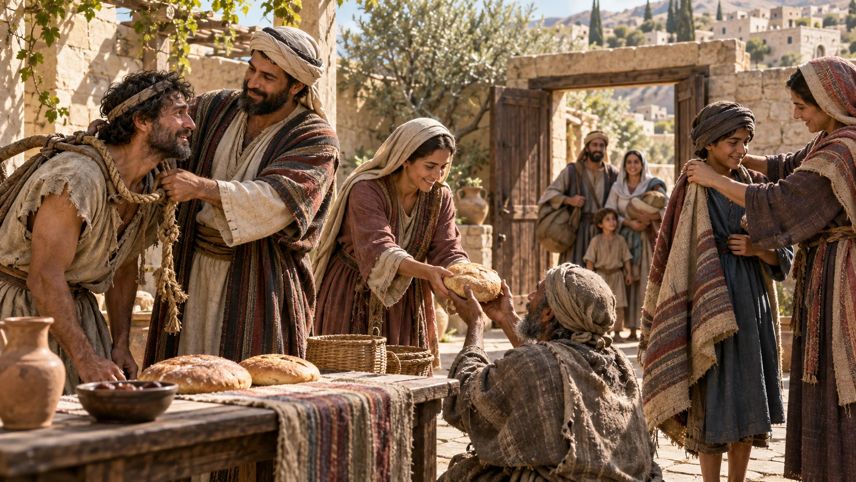 A yoke is loosened as hungry and displaced neighbors receive bread, shelter, and clothing.