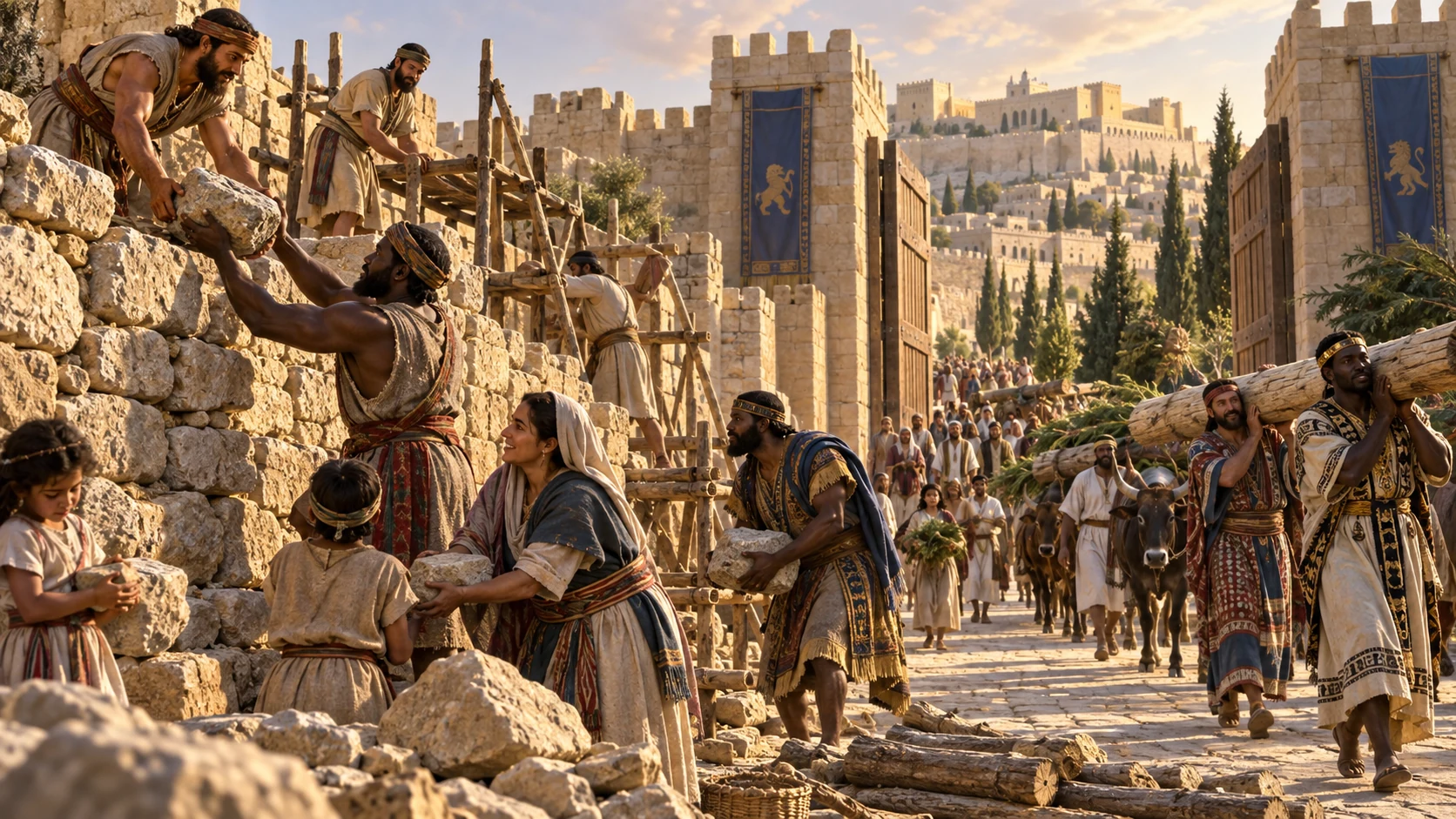 Foreign artisans join local families in repairing Zion while the gates welcome former rivals.