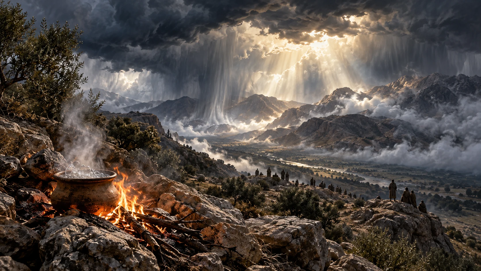 A waiting people remember mountain-shaking deeds and pray for Yahweh to act again.