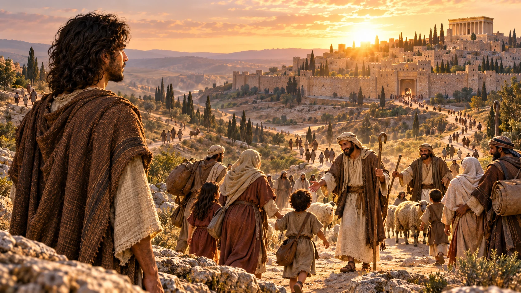 Jeremiah watches returning families welcomed by trustworthy shepherd-leaders.