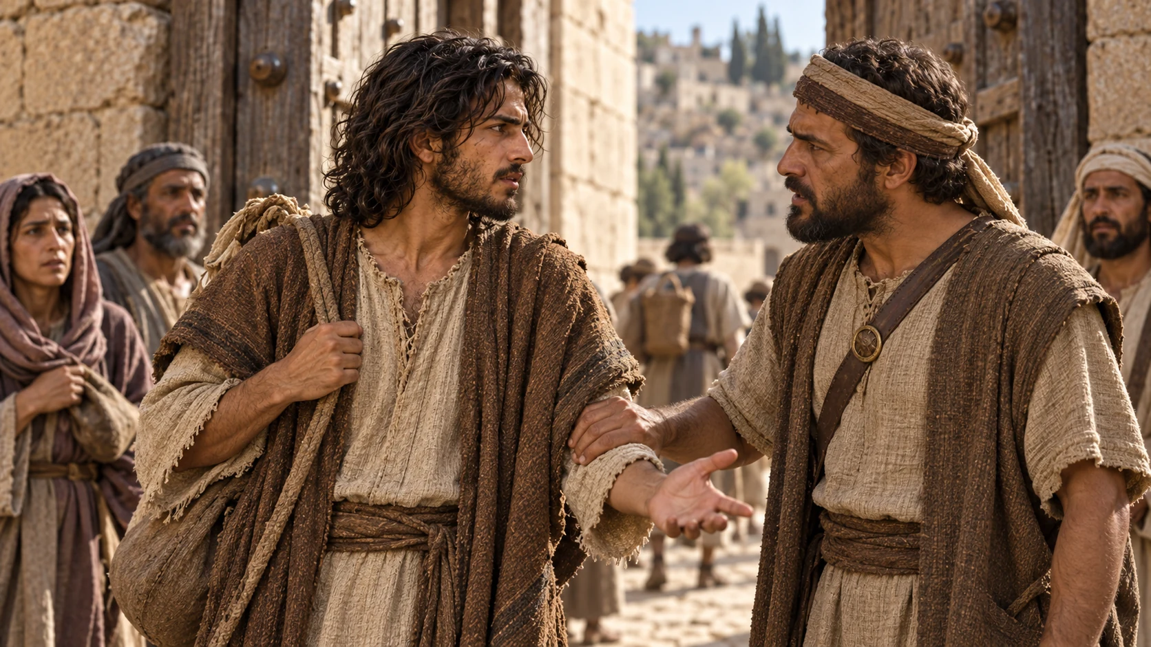 The gate captain stops Jeremiah and rejects his explanation.