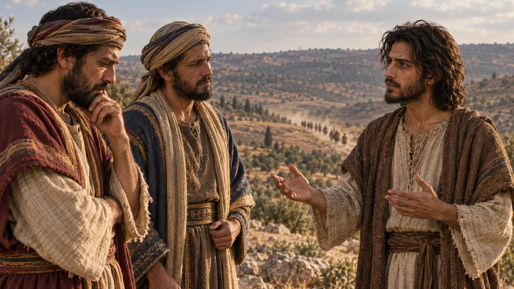 Jeremiah speaks to the envoys as distant forces withdraw.