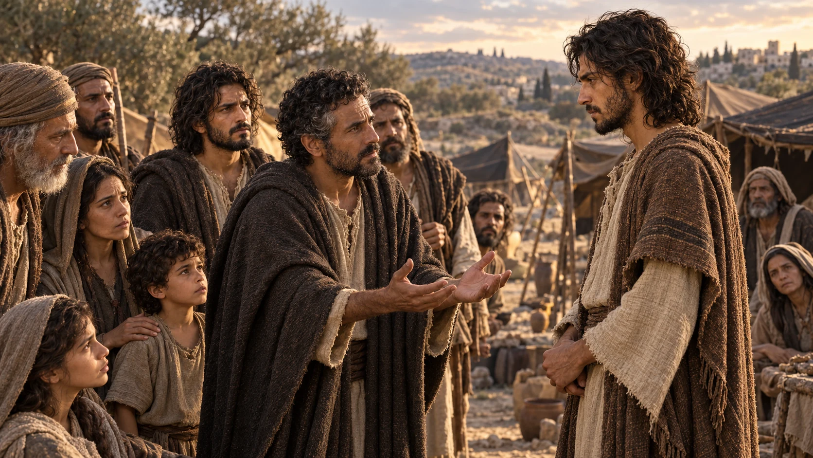 Johanan and the surviving families plead with Jeremiah at their camp.