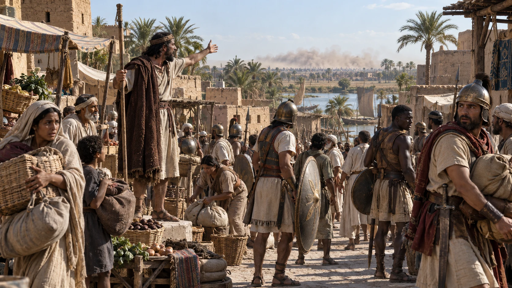 A messenger warns the Egyptian town as families prepare bundles.