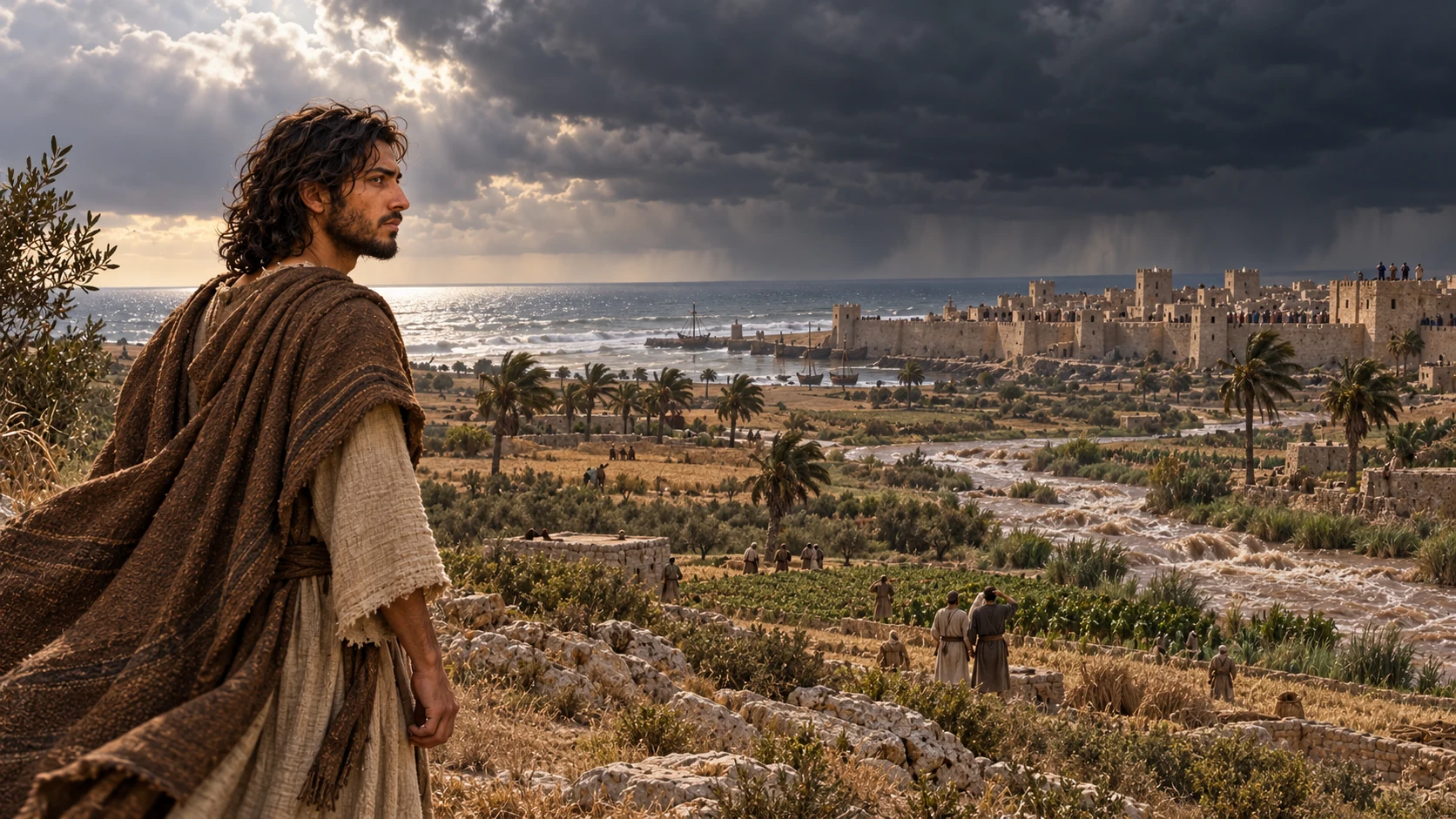 Jeremiah watches storm clouds gather over a Philistine town.