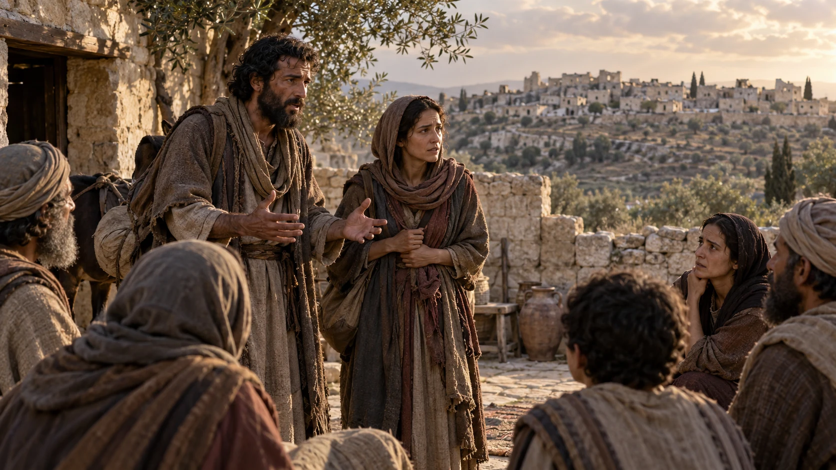 Two fugitives bring their account to grieving Judean survivors near Zion.