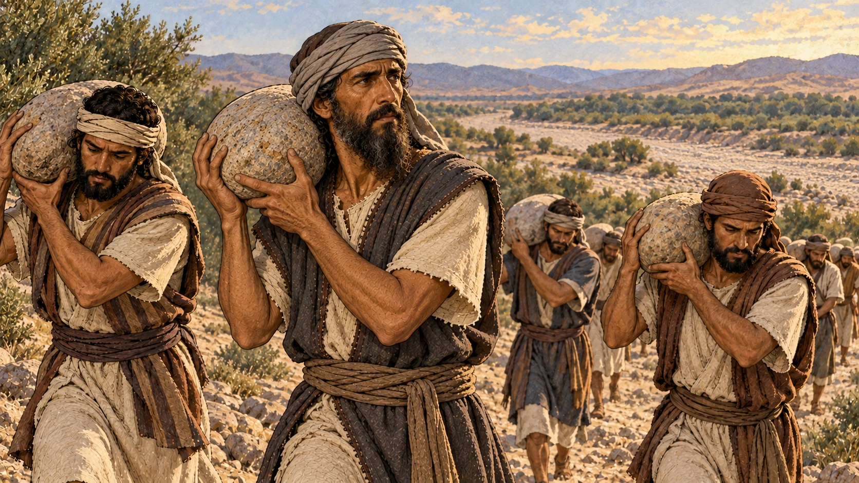Stones carried to camp