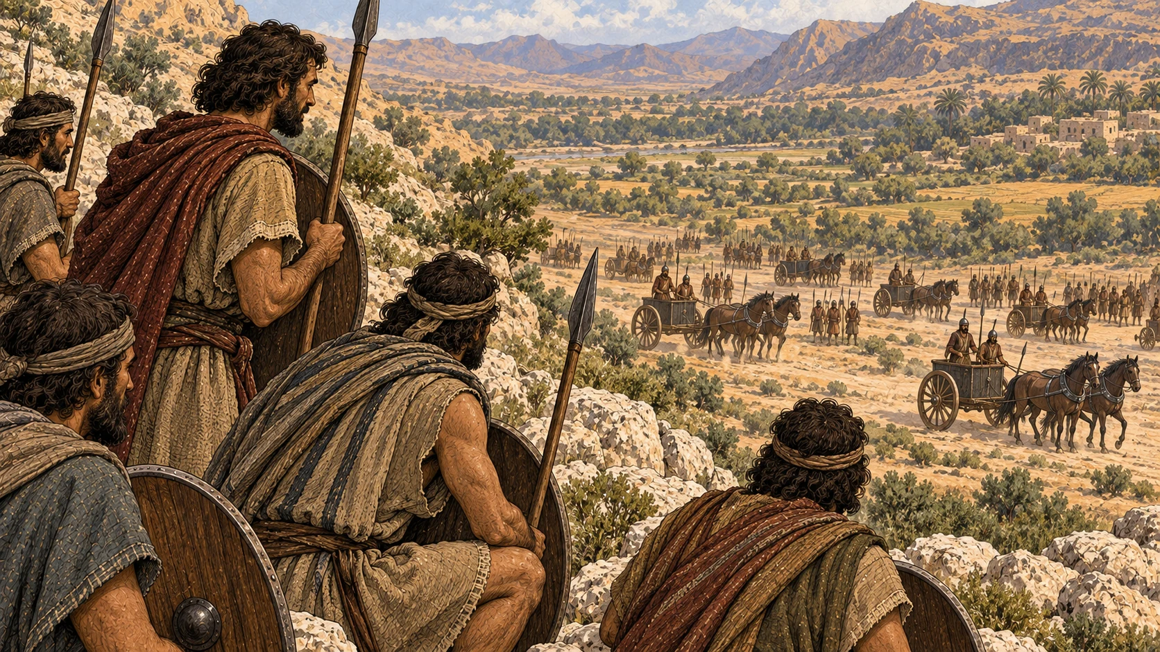 Iron chariots occupy the valley below Judah.