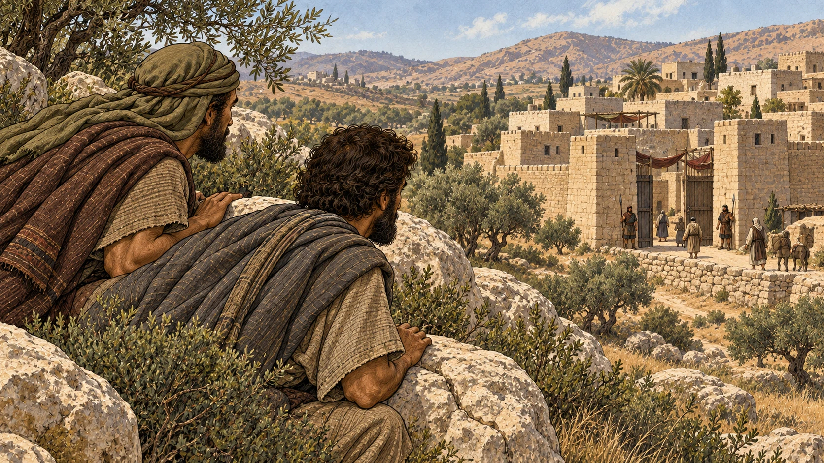 Two scouts watch Bethel.