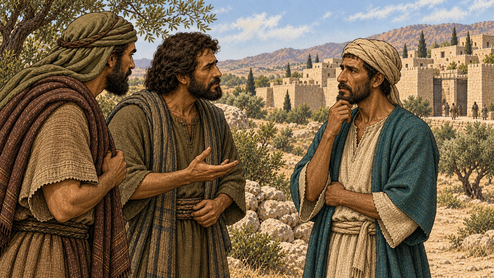 The scouts speak to a man outside Bethel.