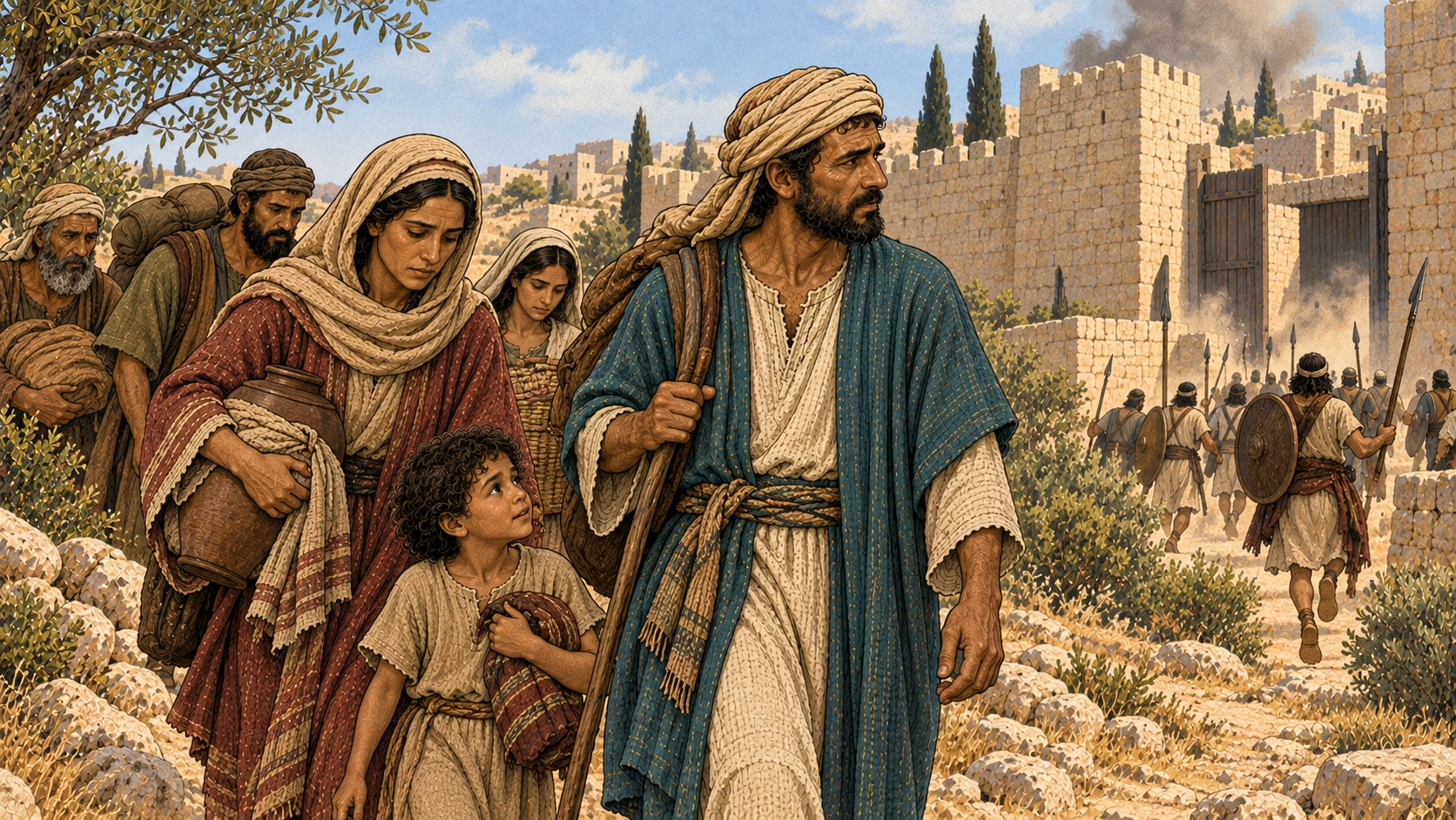 The spared man and his household depart.