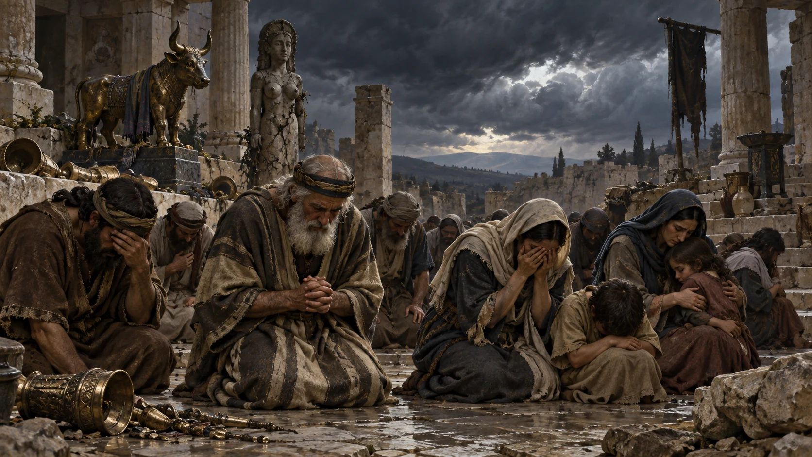 The people confess their unfaithfulness and hear a severe rebuke.
