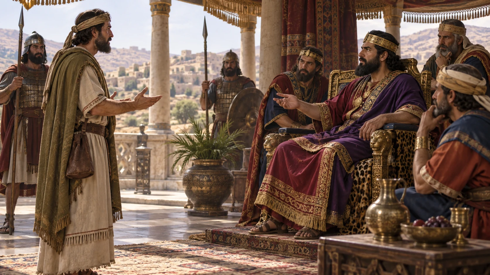 Jephthah’s messenger questions the Ammonite king.