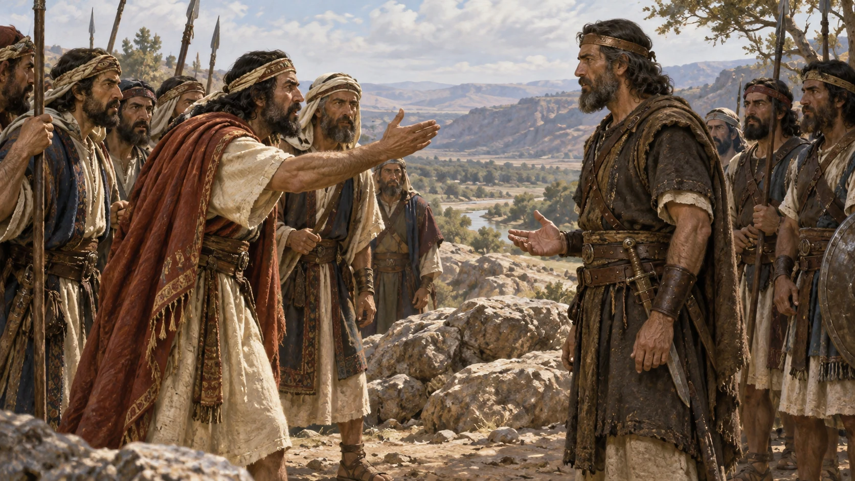 Ephraimite leaders accuse Jephthah as men on both sides hold back.
