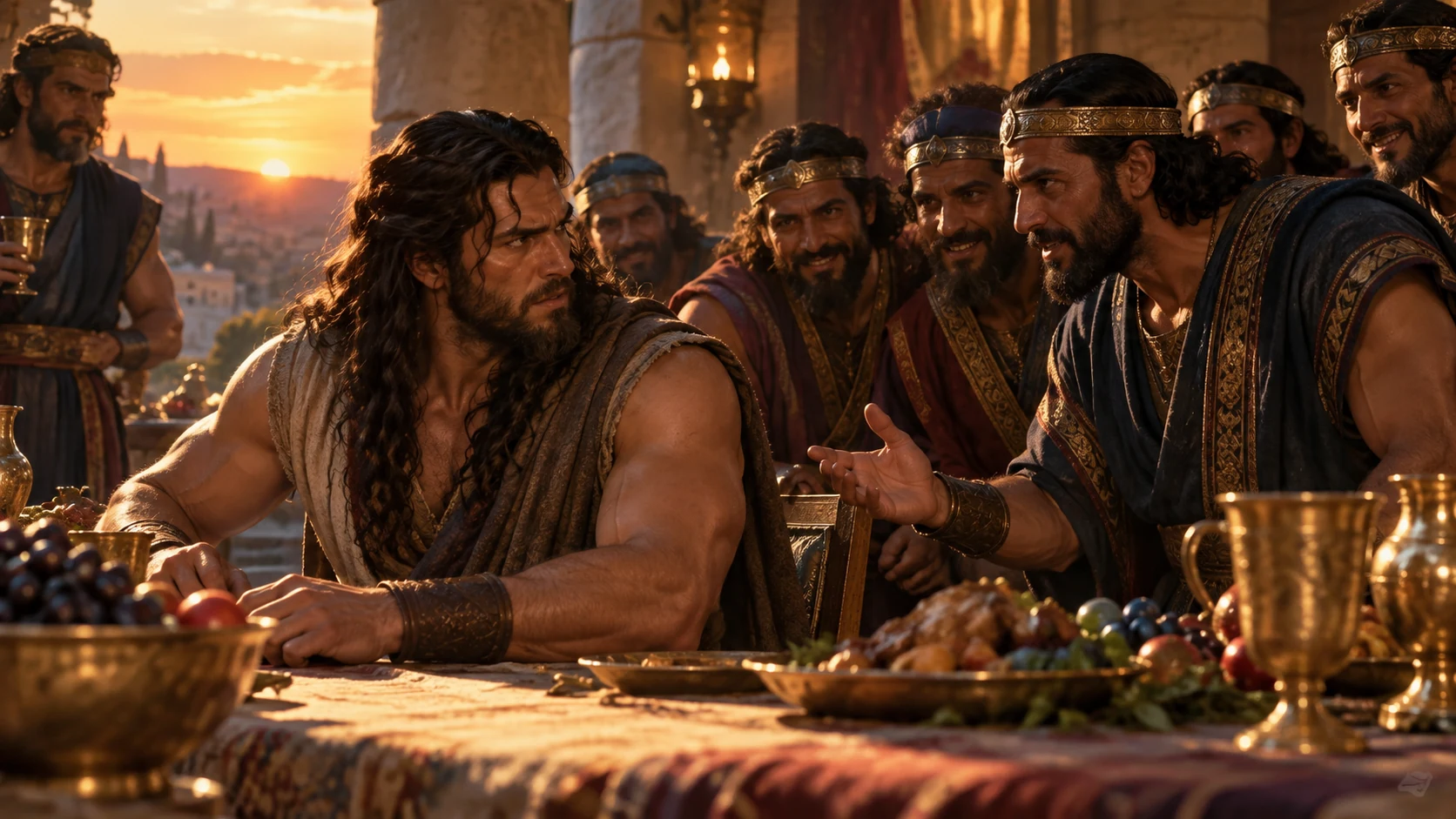 The companions deliver the answer and Samson recognizes the betrayal.