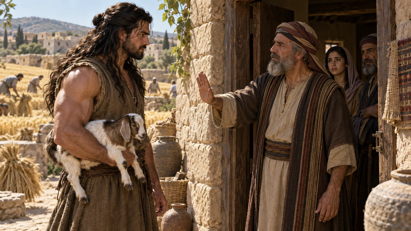 Samson arrives with a gift, but his former father-in-law refuses him entry.