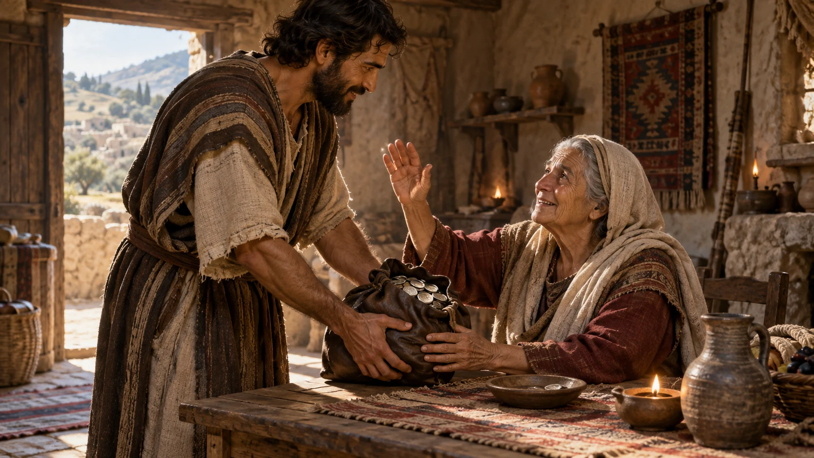 Micah returns the silver to his mother.