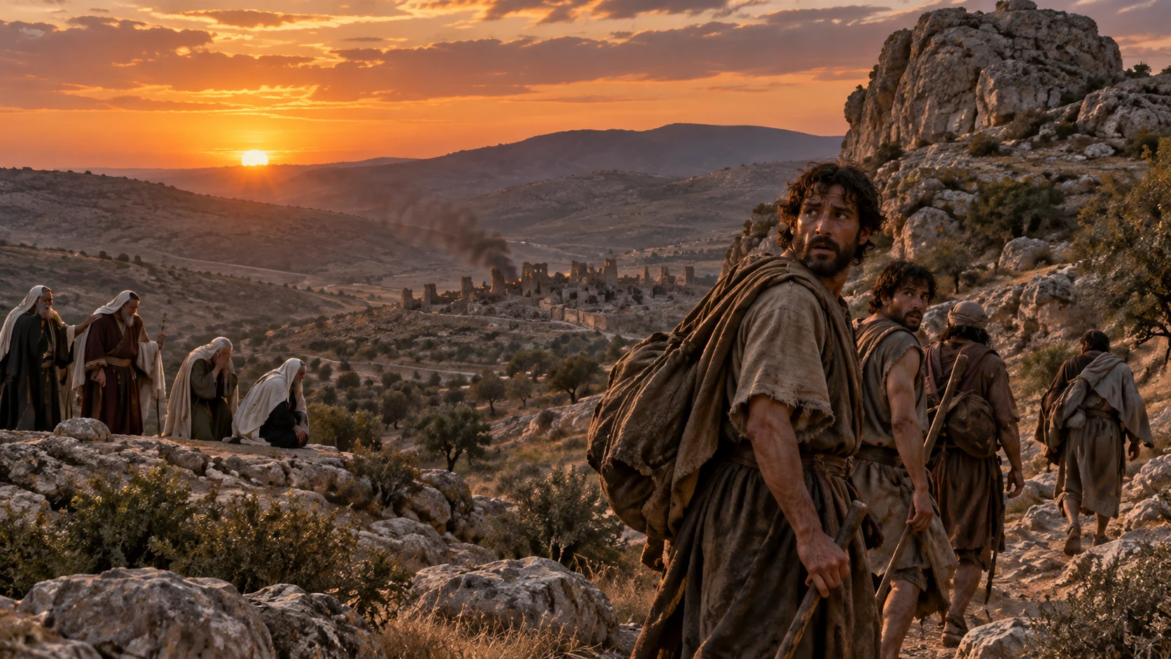 Benjaminite survivors look back from Rimmon.