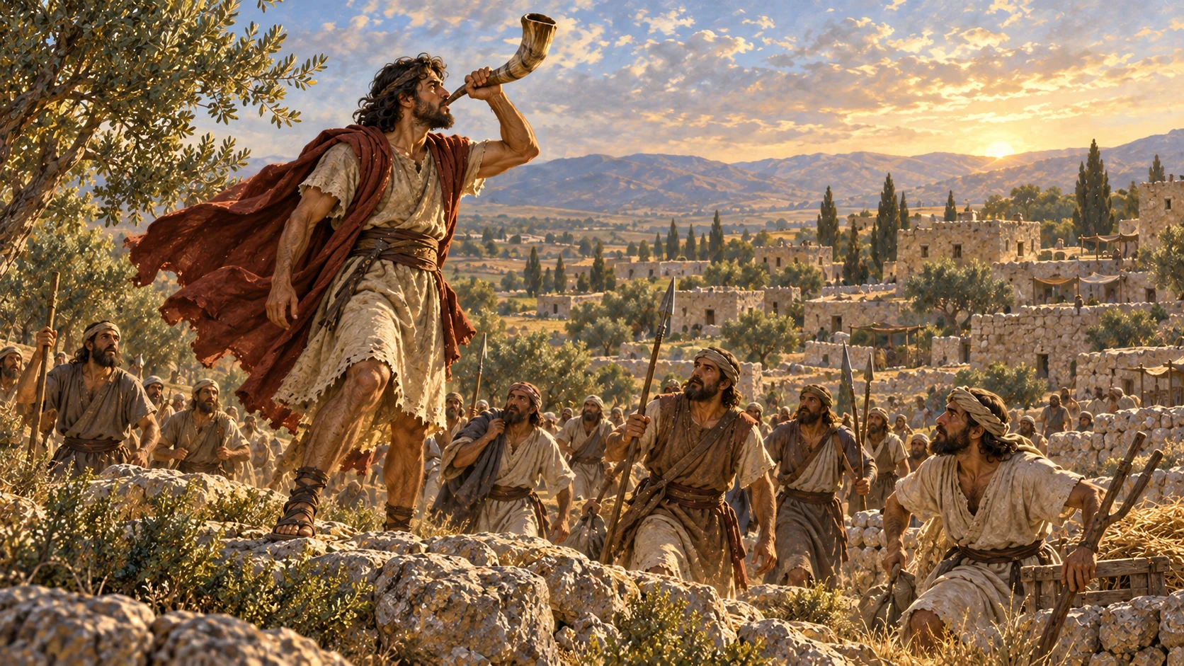Gideon sounded the trumpet