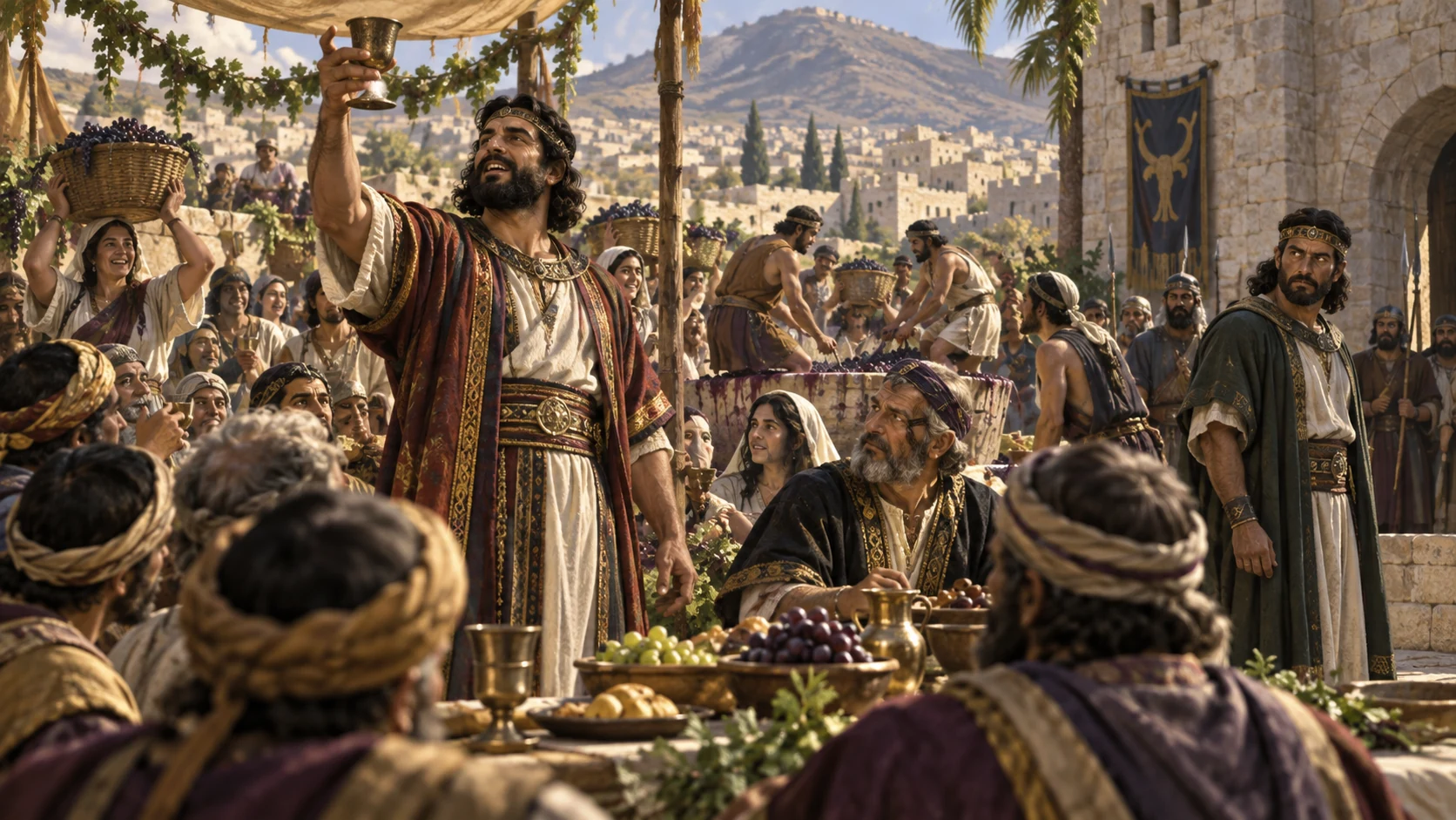 Gaal challenges Abimelech’s rule during Shechem’s harvest festival.