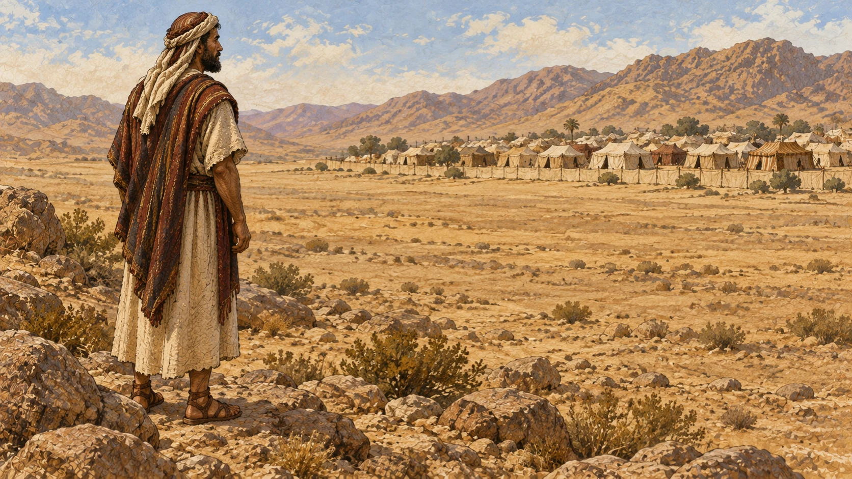 A lone figure stands apart from the distant camp. This illustrative separation accompanies the warning that those who commit the specified offenses shall be cut off from their people.