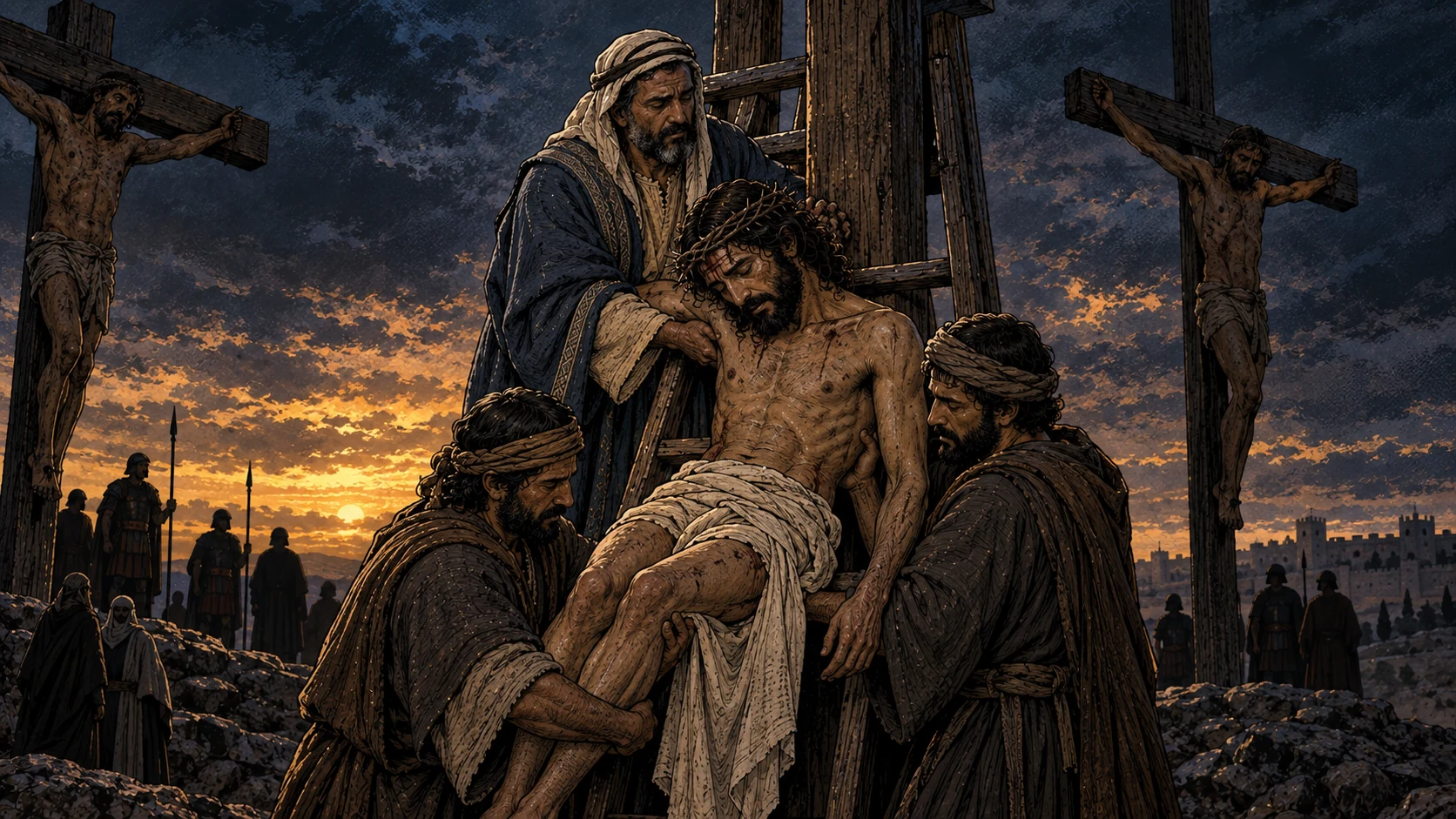 Jesus Laid in a Rock-Cut Tomb.
