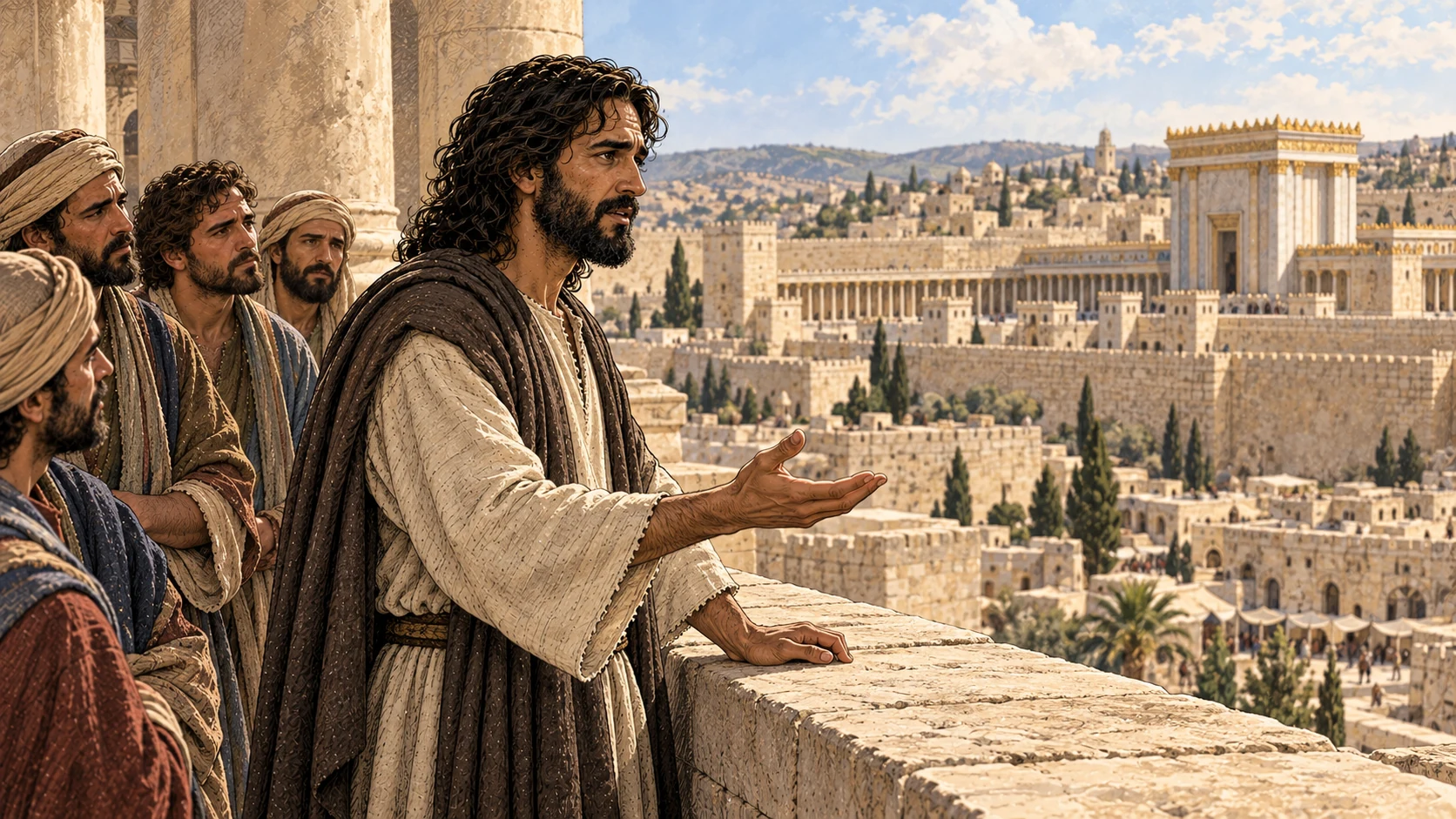 Jesus looks across Jerusalem with grief as he laments its refusal to receive those sent to it.