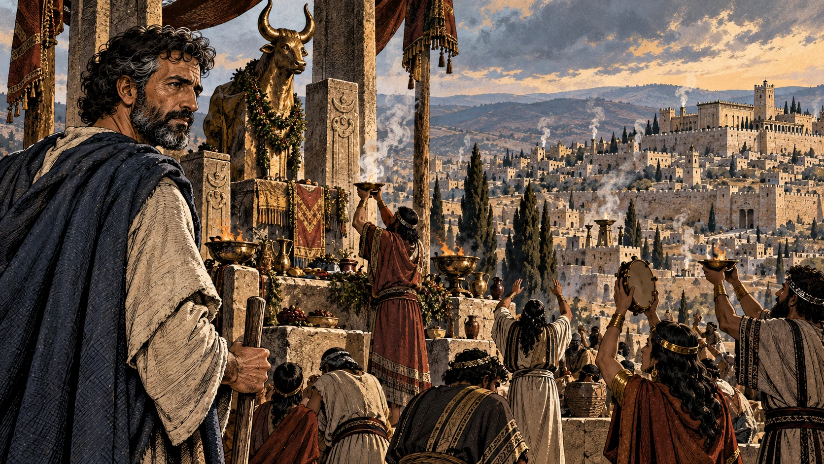 Micah watches a high-place shrine and distant city worship.